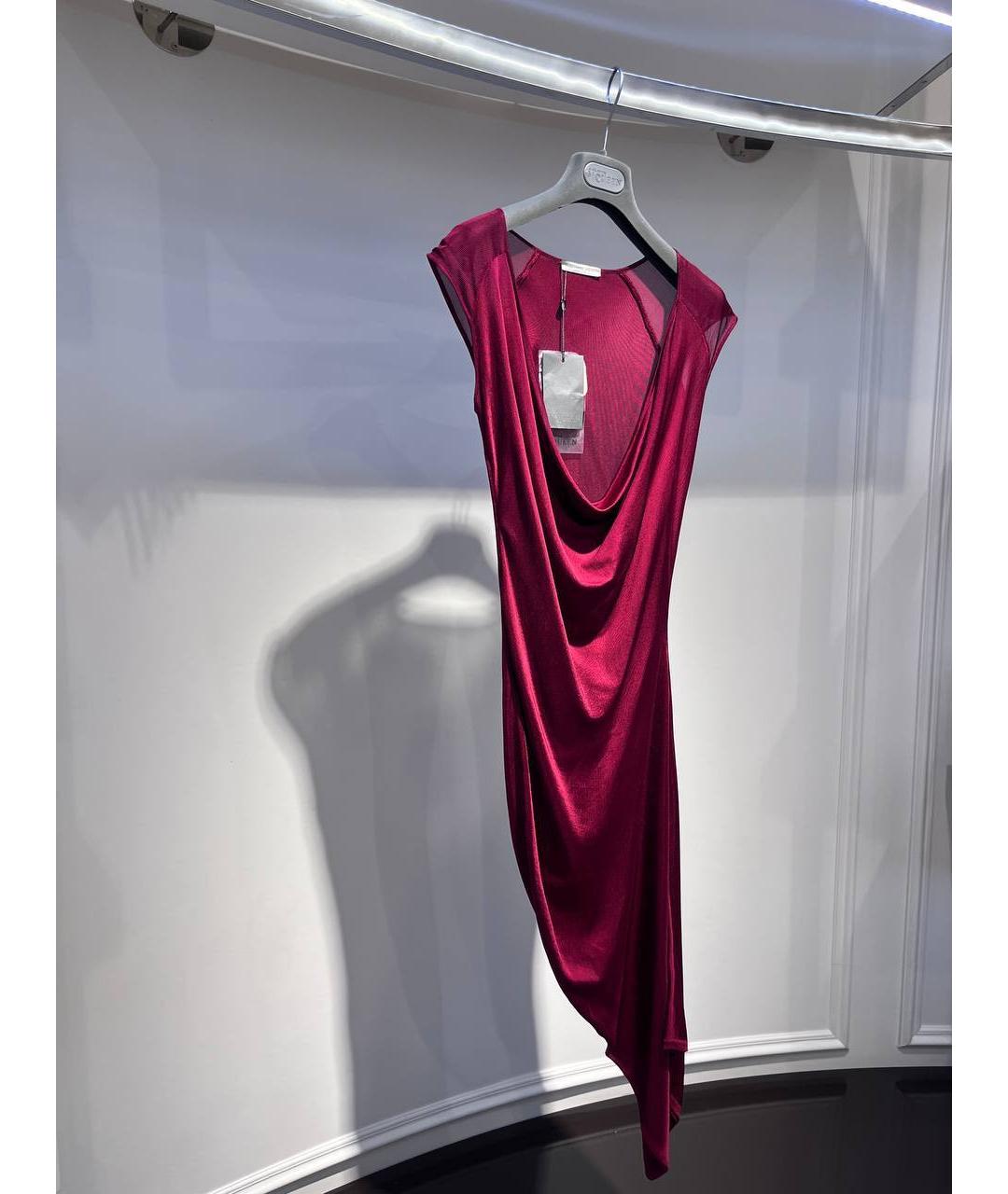 ALEXANDER MCQUEEN Бордовое вискозное коктейльное платье, фото 2