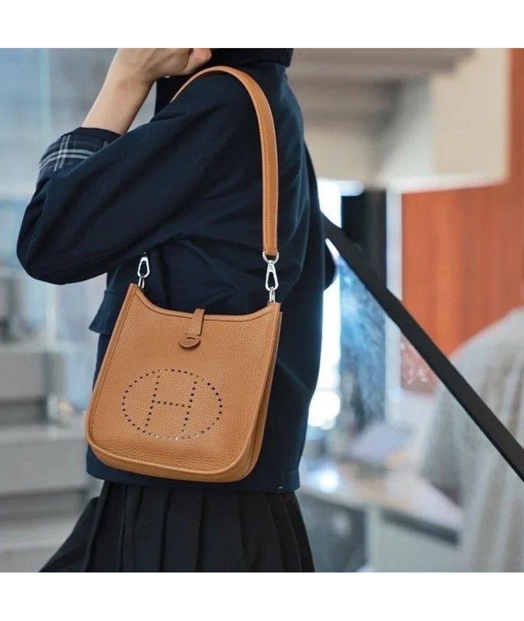 HERMES Коричневая кожаная сумка через плечо, фото 6