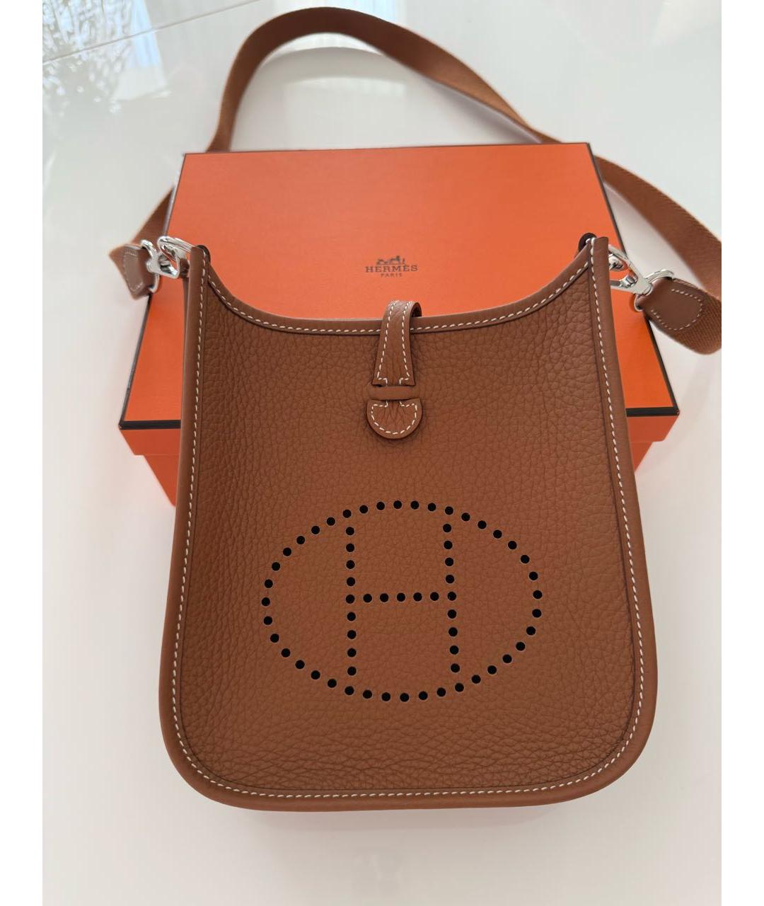 HERMES Коричневая кожаная сумка через плечо, фото 9