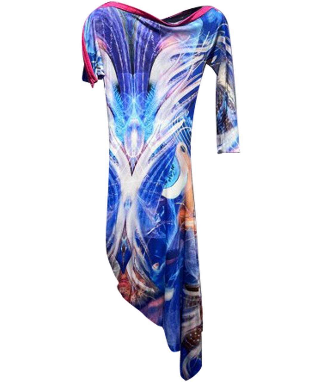 ALEXANDER MCQUEEN Синее шелковое платье, фото 1