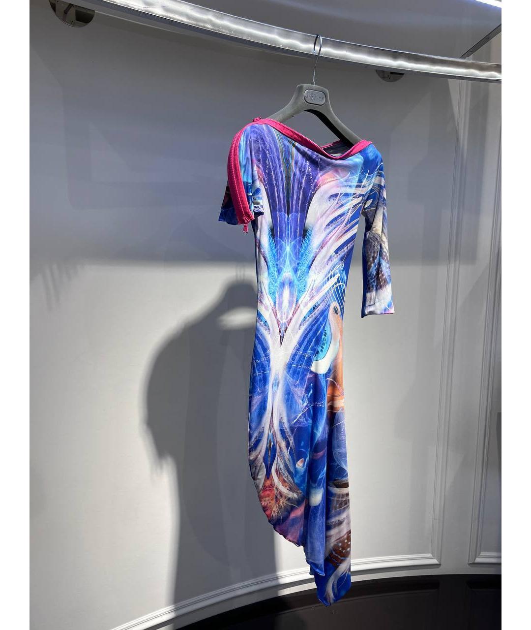 ALEXANDER MCQUEEN Синее шелковое платье, фото 2