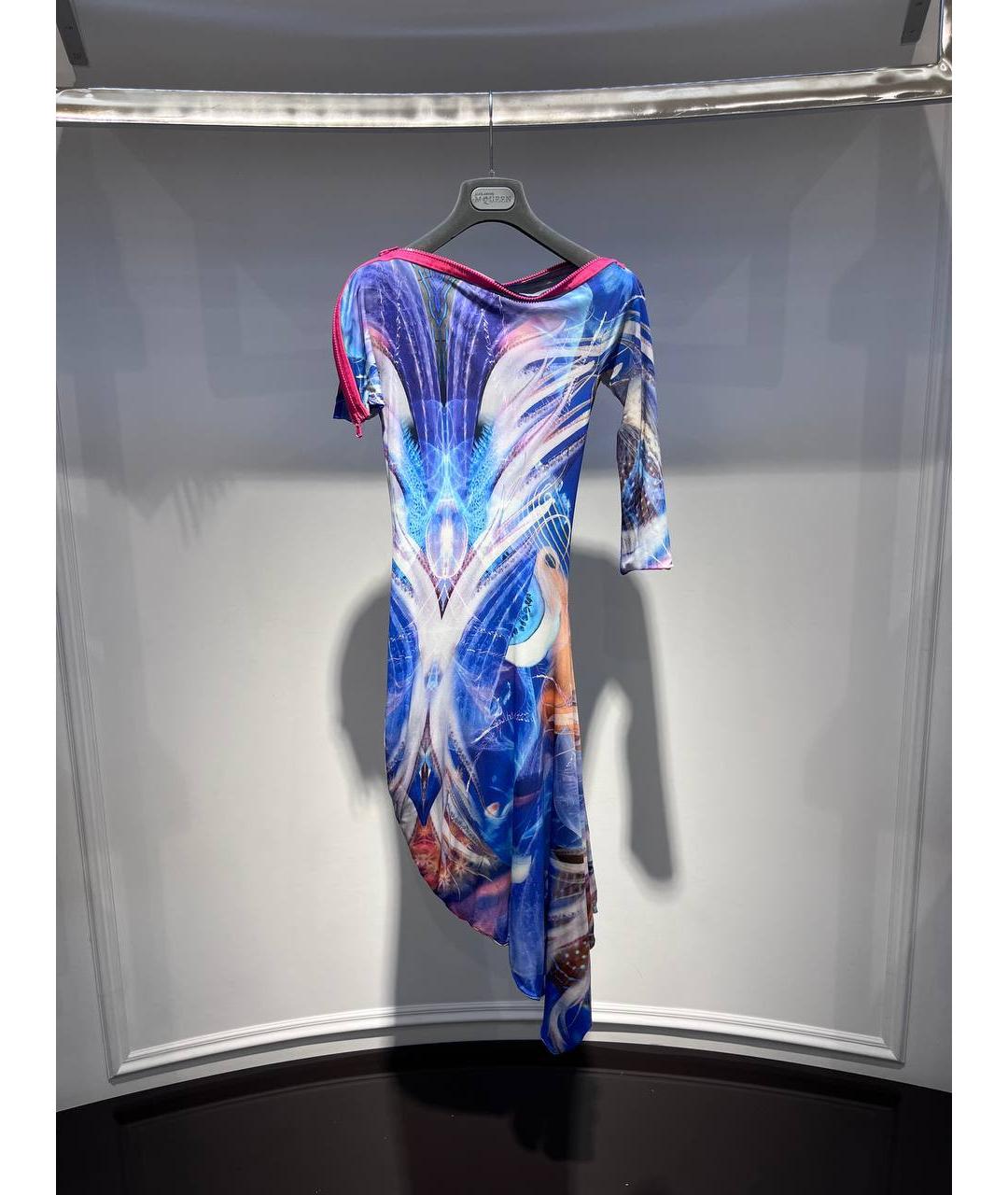 ALEXANDER MCQUEEN Синее шелковое платье, фото 4