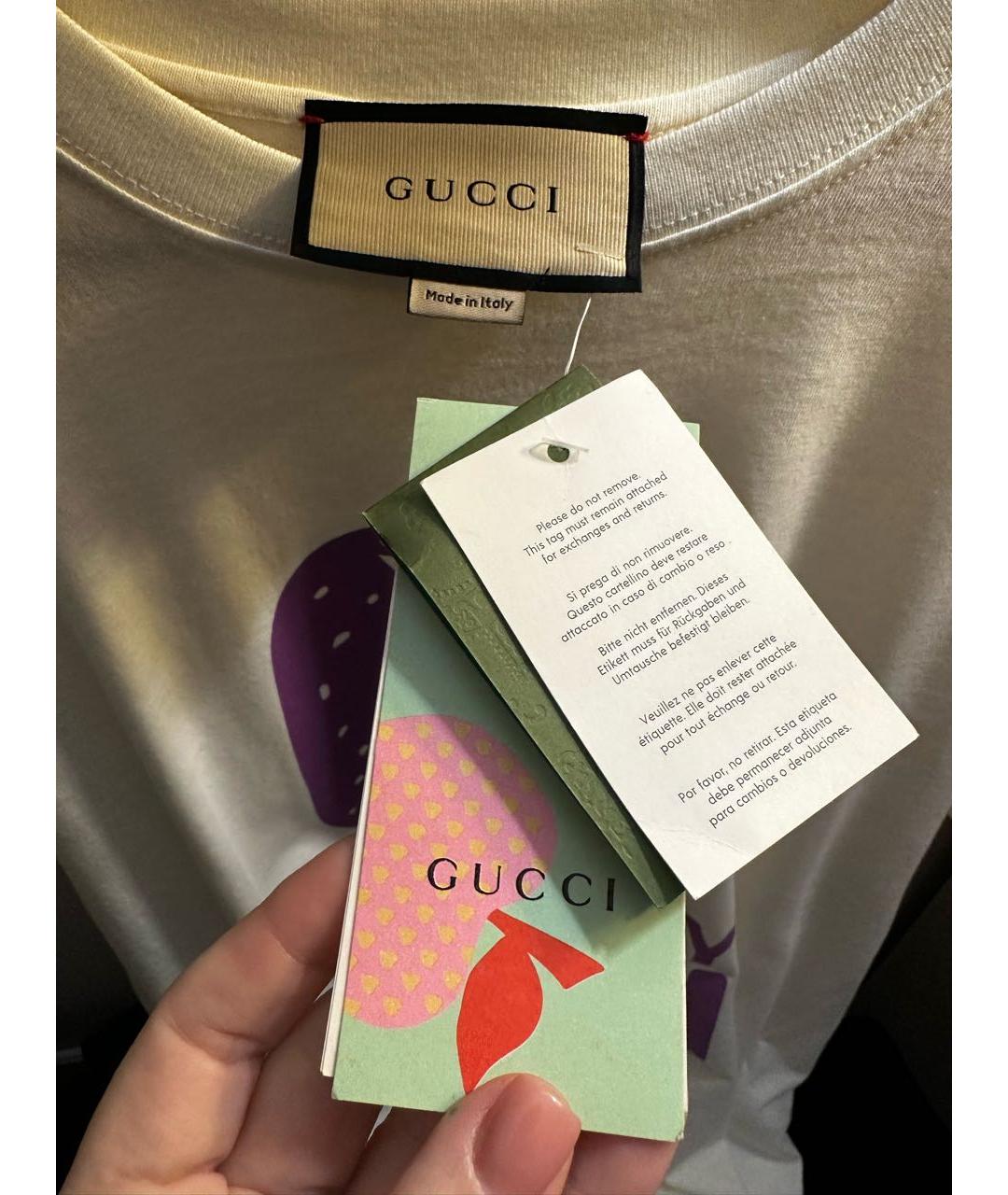 GUCCI Бежевая хлопковая футболка, фото 3