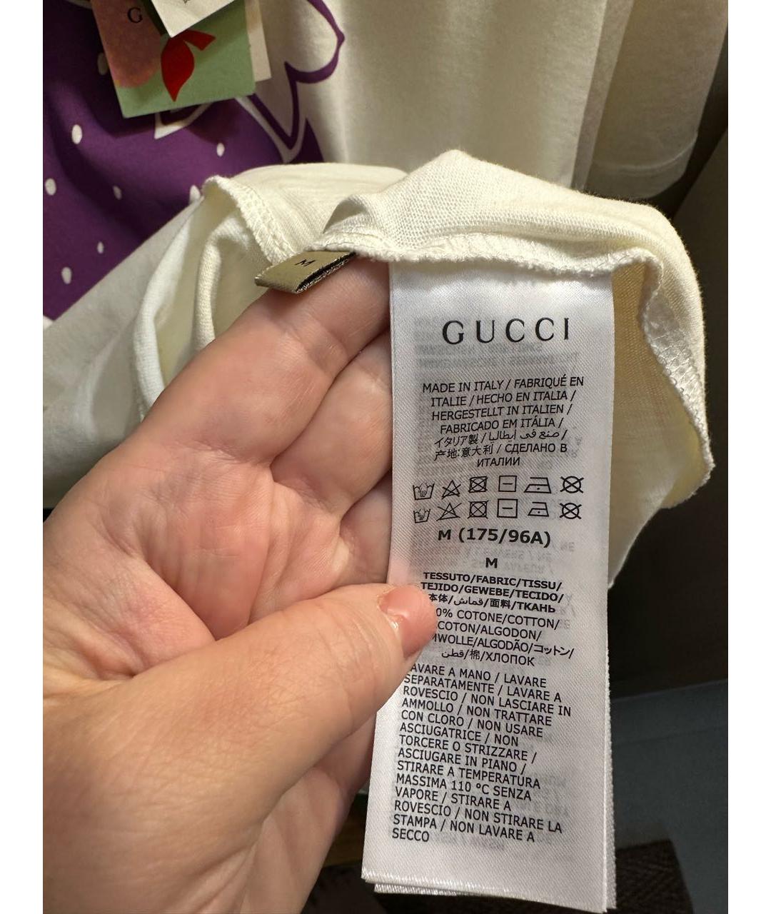 GUCCI Бежевая хлопковая футболка, фото 4