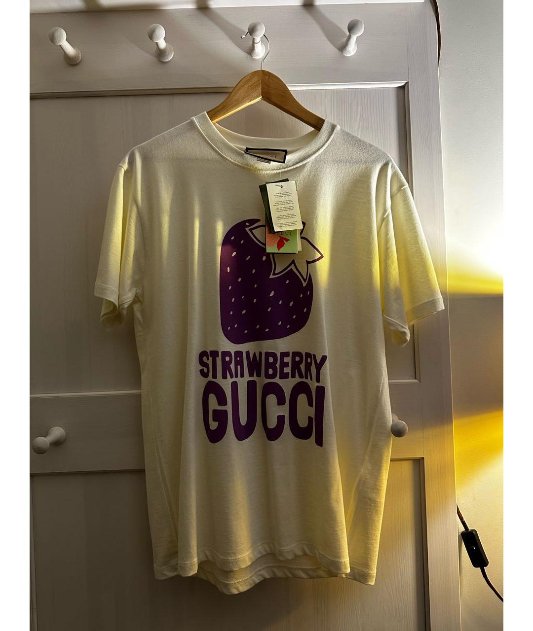 GUCCI Бежевая хлопковая футболка, фото 5