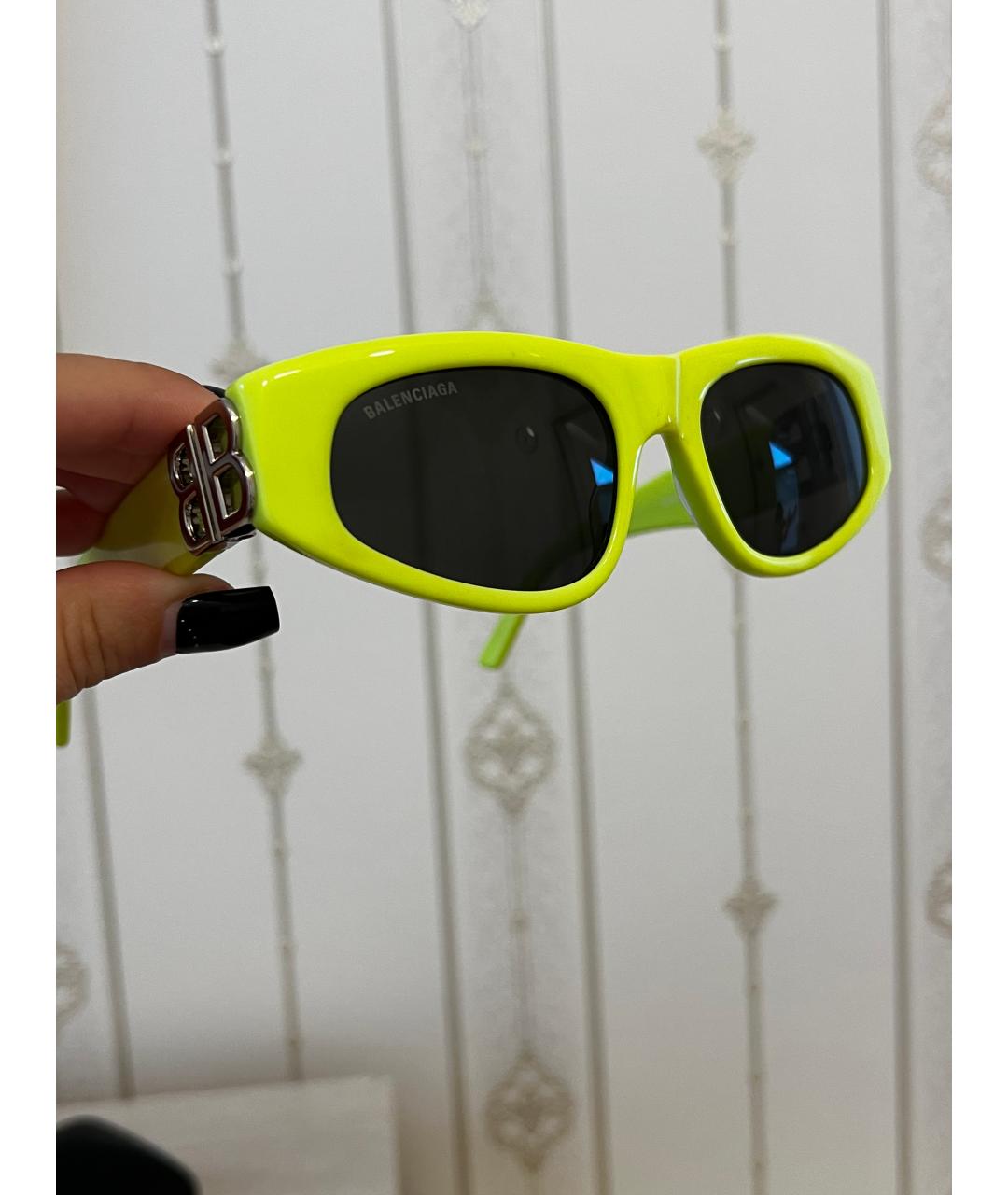 BALENCIAGA Желтые пластиковые солнцезащитные очки, фото 3