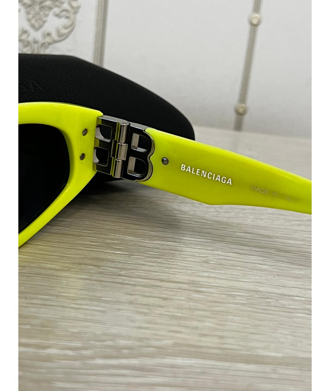 BALENCIAGA Желтые пластиковые солнцезащитные очки, фото 4