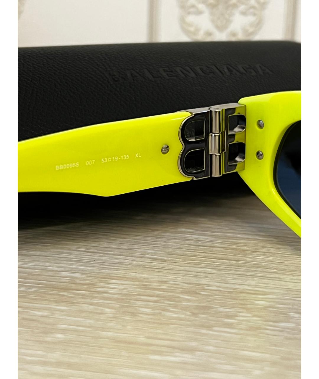 BALENCIAGA Желтые пластиковые солнцезащитные очки, фото 5