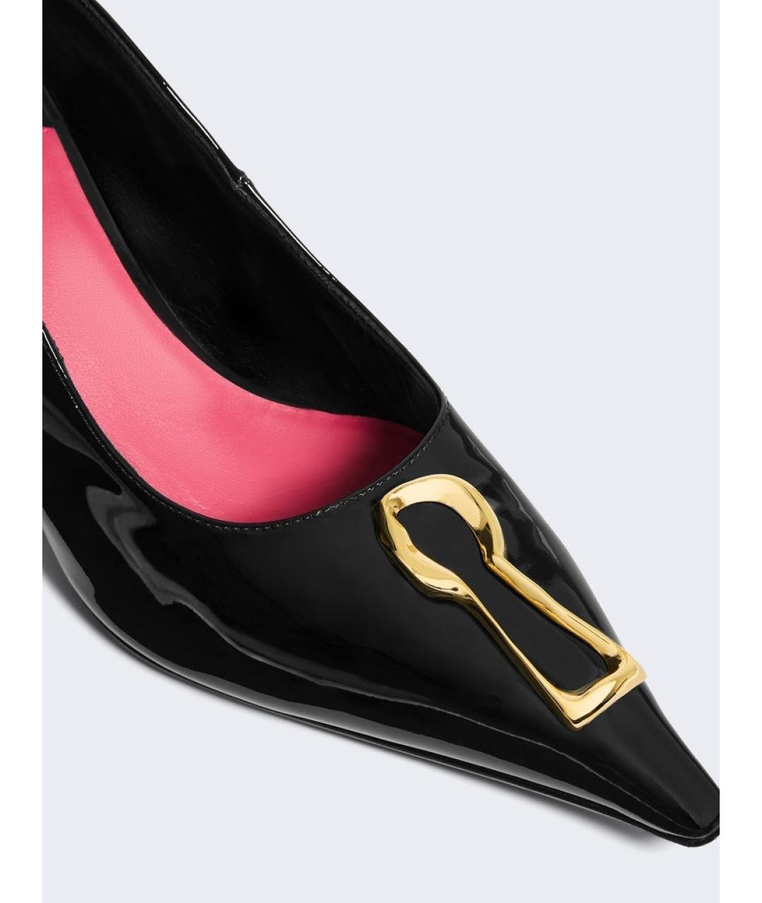 SCHIAPARELLI Черные лодочки на низком каблуке из лакированной кожи, фото 4