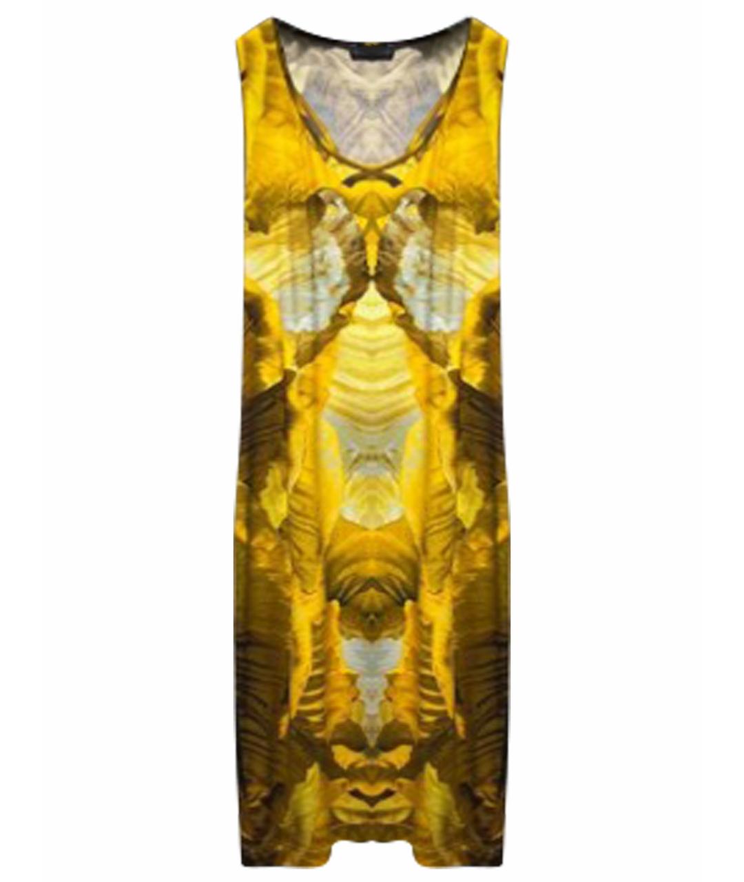 ALEXANDER MCQUEEN Горчичное вискозное коктейльное платье, фото 1