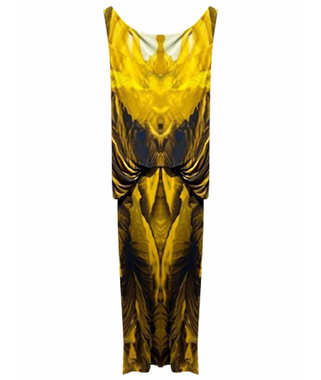 ALEXANDER MCQUEEN Горчичное вискозное коктейльное платье, фото 1