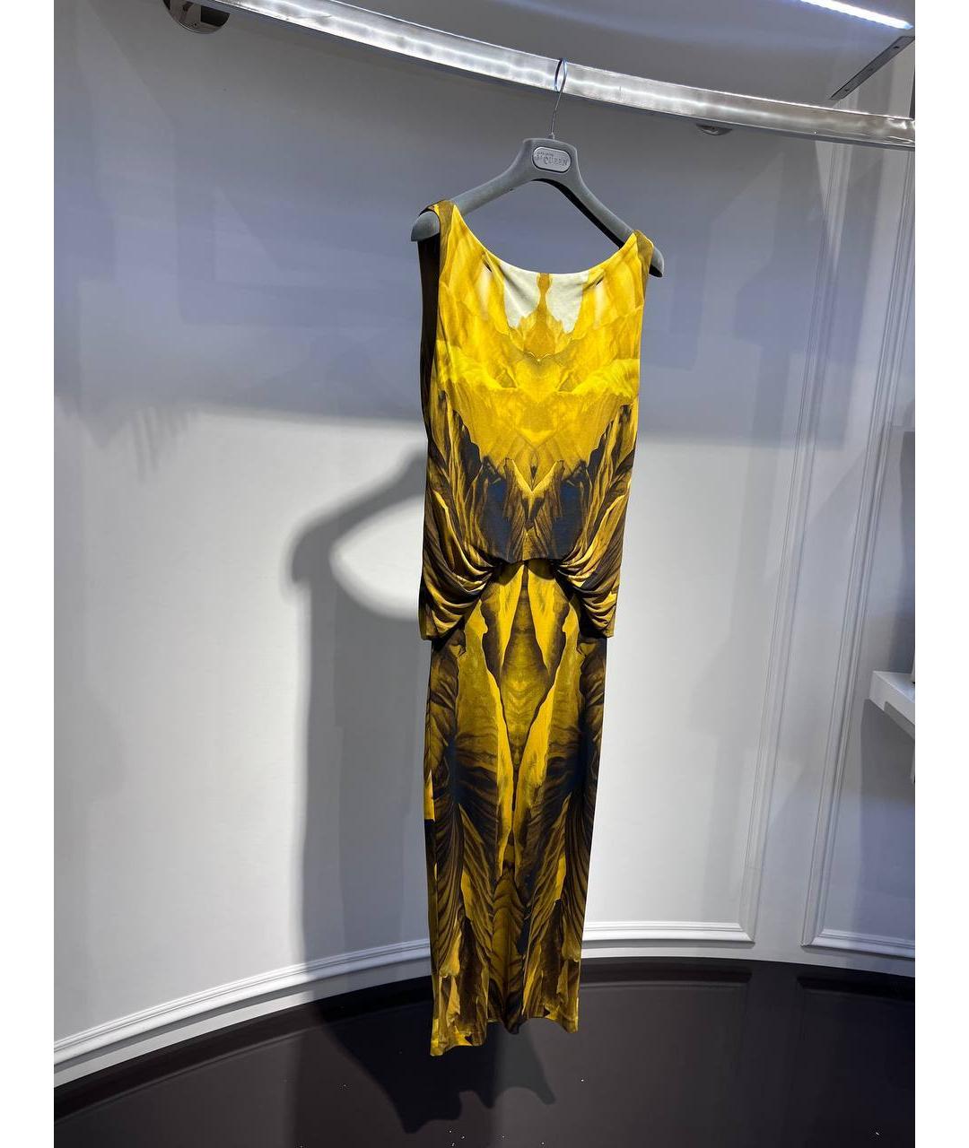 ALEXANDER MCQUEEN Горчичное вискозное коктейльное платье, фото 2