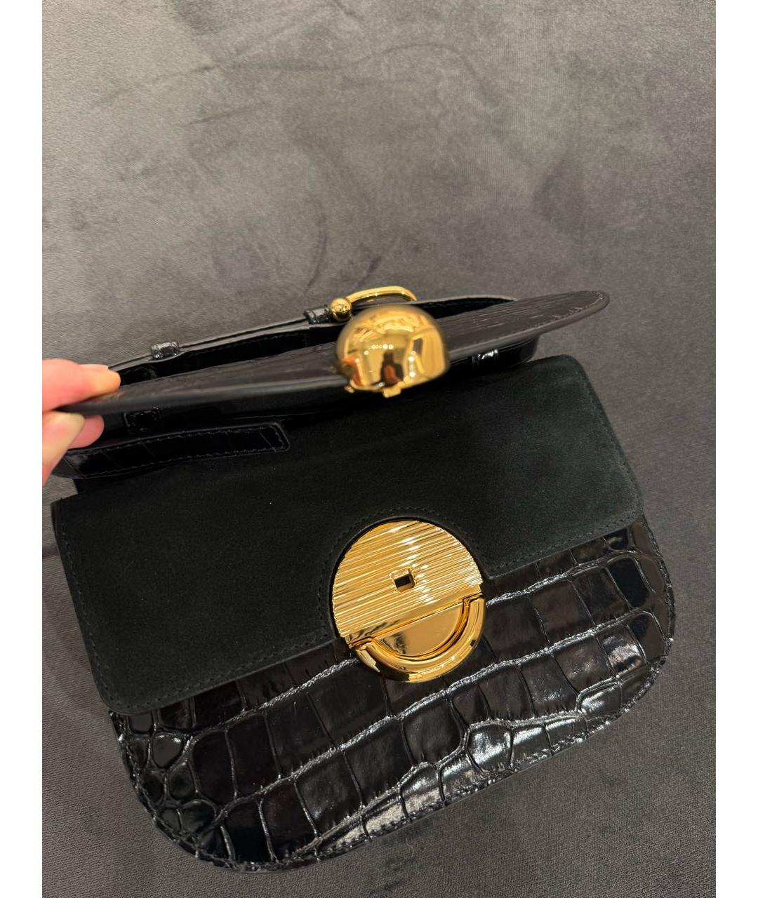 FURLA Черная кожаная сумка с короткими ручками, фото 4