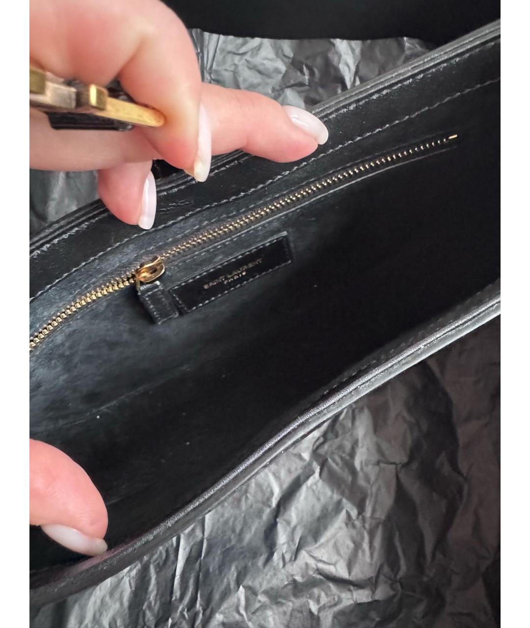 SAINT LAURENT Черная сумка с короткими ручками из лакированной кожи, фото 5