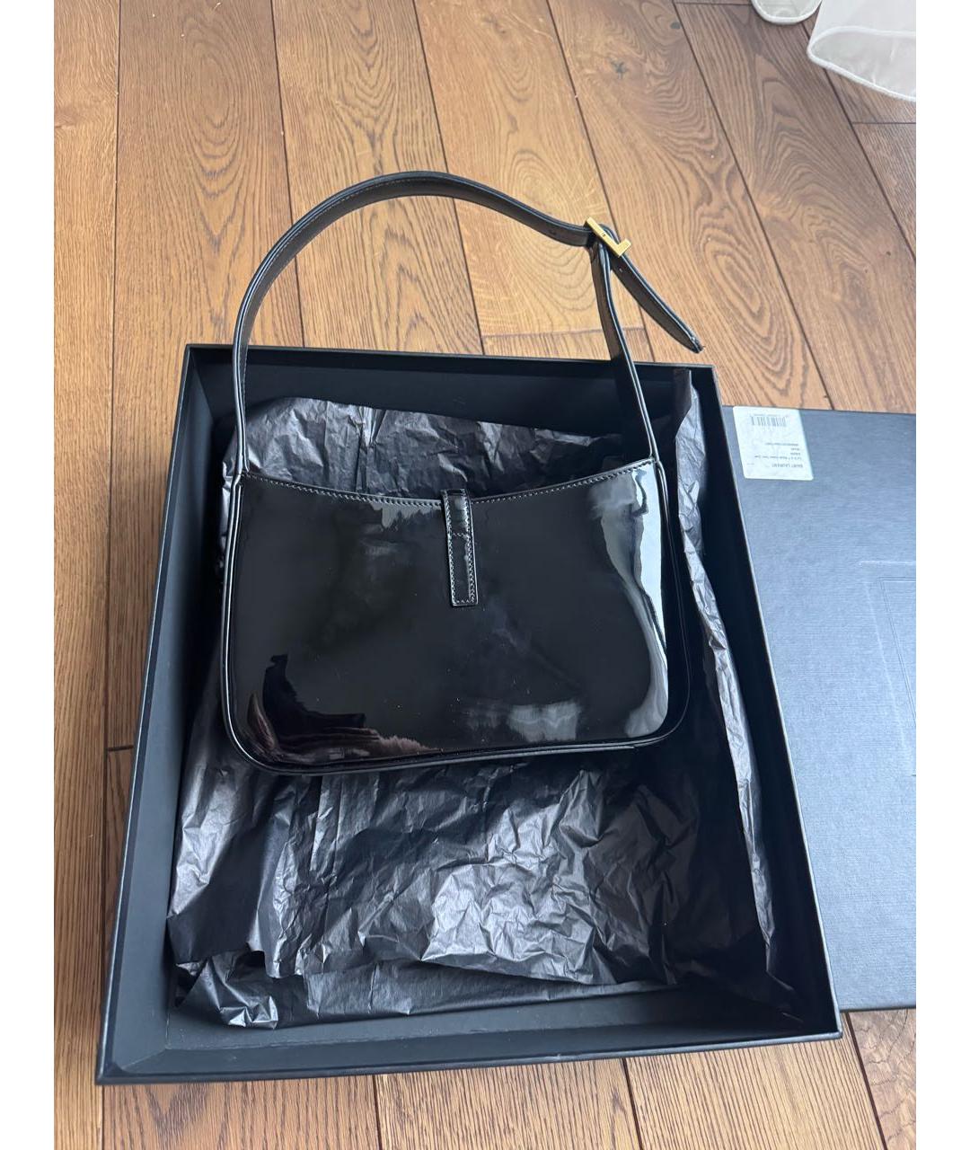 SAINT LAURENT Черная сумка с короткими ручками из лакированной кожи, фото 2