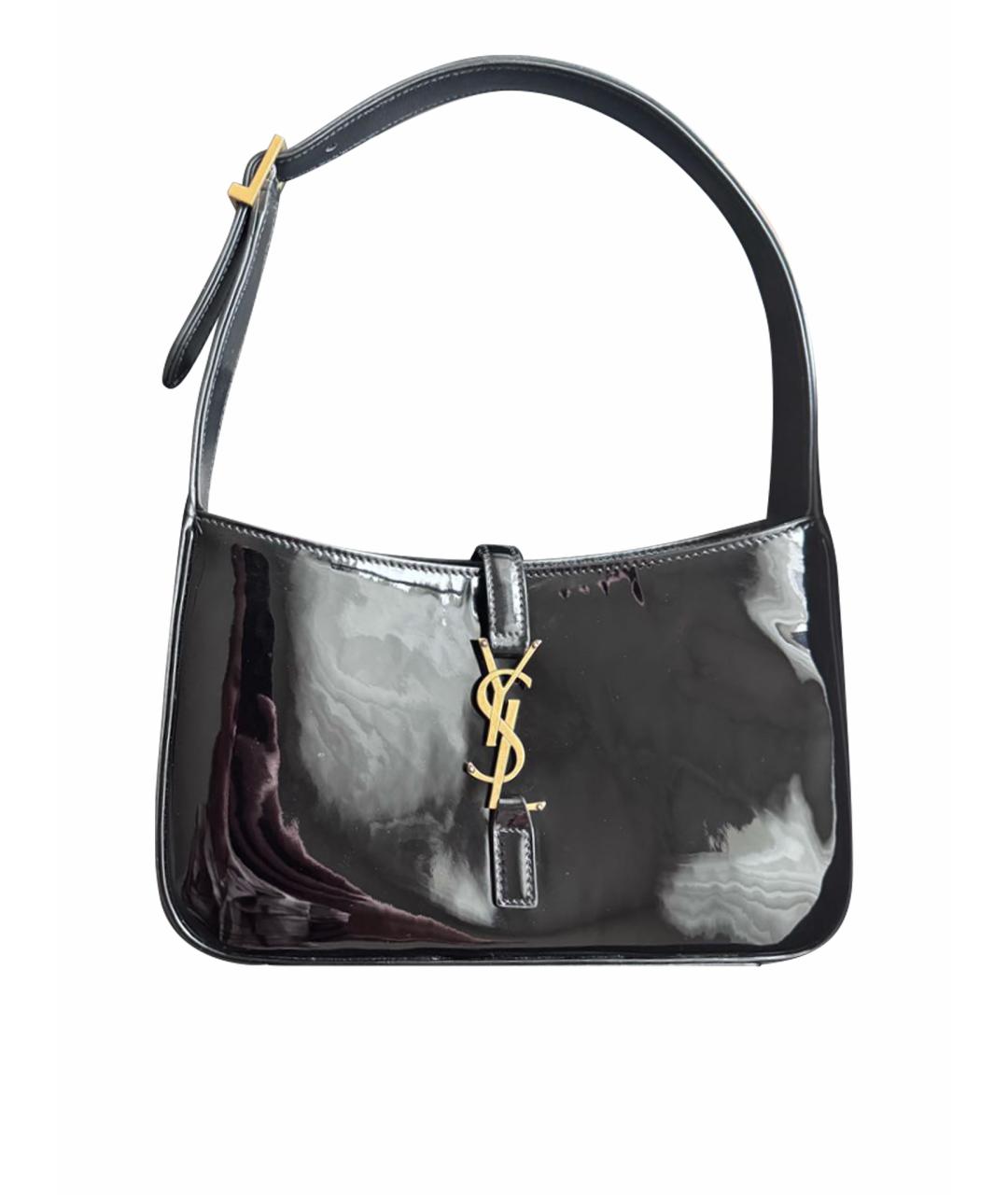 SAINT LAURENT Черная сумка с короткими ручками из лакированной кожи, фото 1