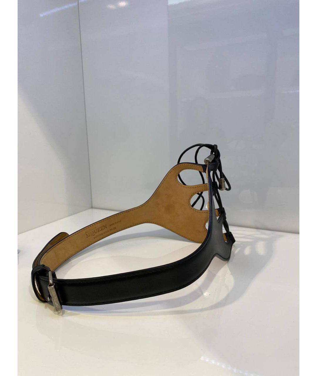 ALEXANDER MCQUEEN Черный кожаный ремень, фото 3