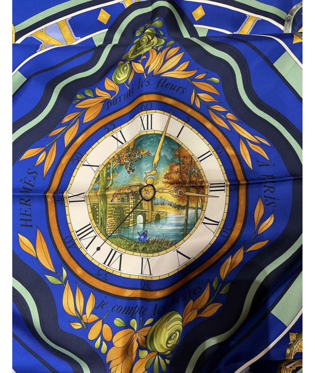 HERMES Синий шелковый платок, фото 3