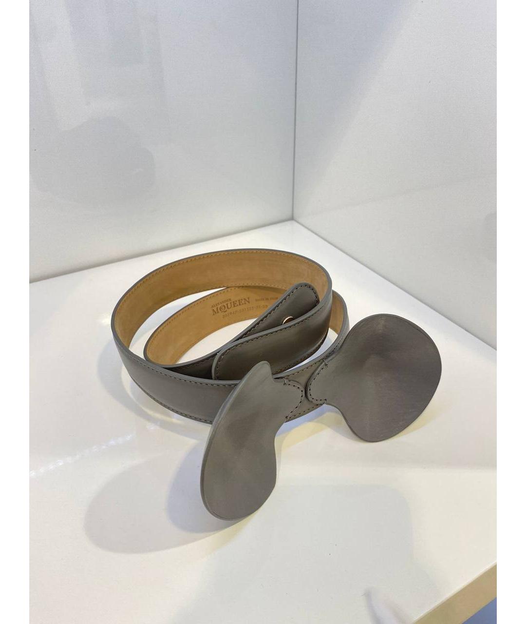 ALEXANDER MCQUEEN Серый кожаный ремень, фото 2