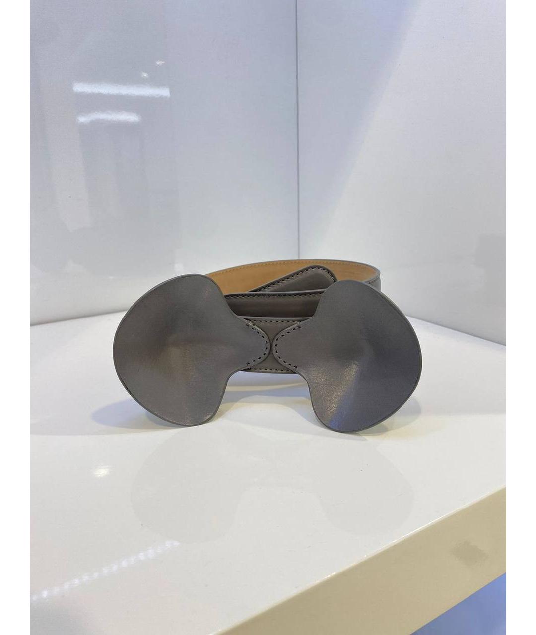 ALEXANDER MCQUEEN Серый кожаный ремень, фото 4