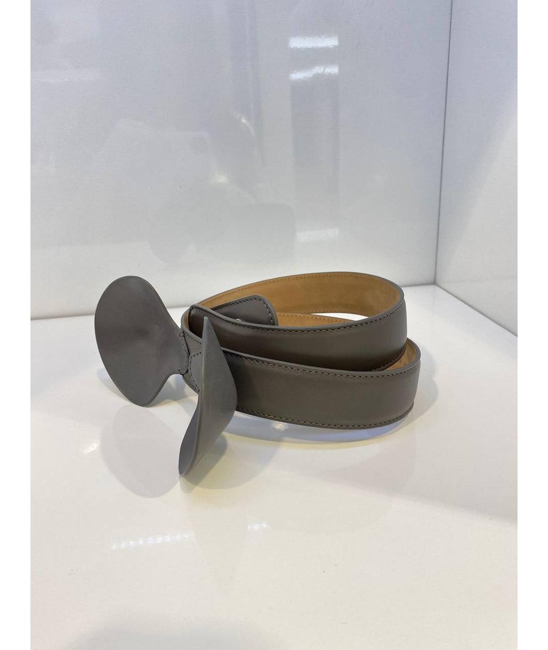 ALEXANDER MCQUEEN Серый кожаный ремень, фото 3