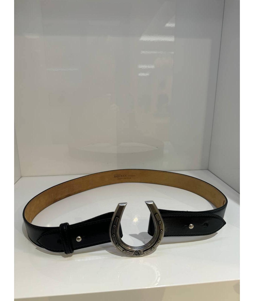 ALEXANDER MCQUEEN Черный кожаный ремень, фото 4