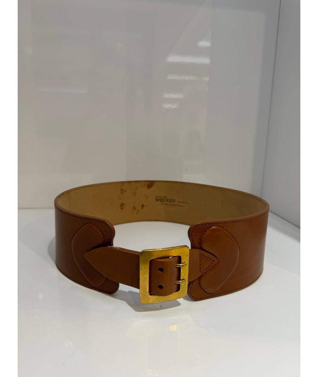 ALEXANDER MCQUEEN Коричневый кожаный ремень, фото 2