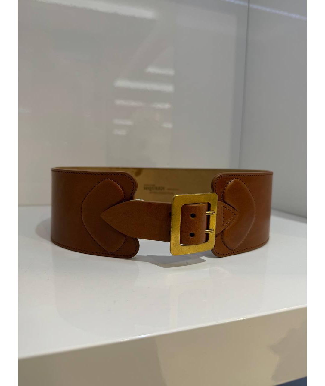 ALEXANDER MCQUEEN Коричневый кожаный ремень, фото 4