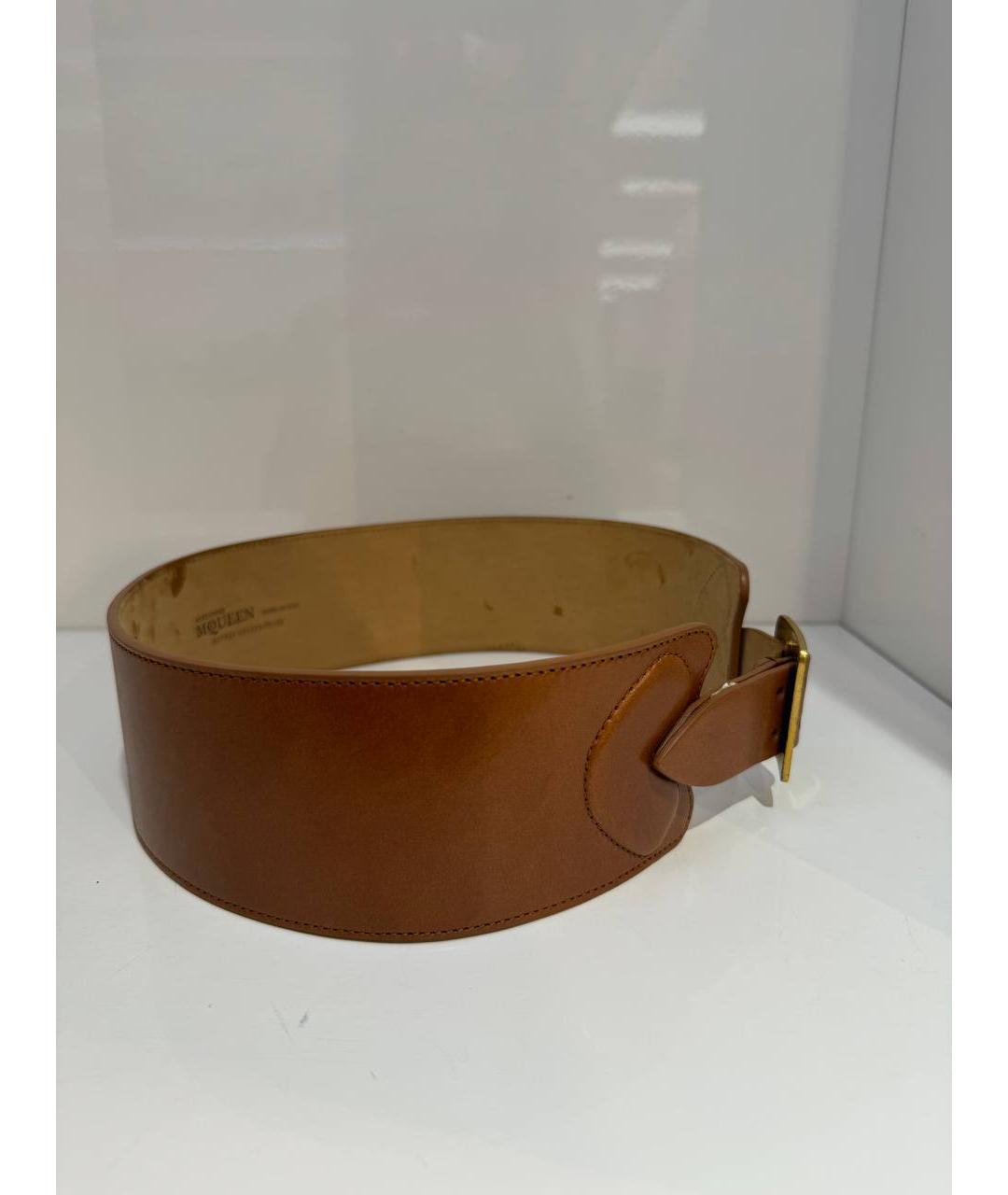 ALEXANDER MCQUEEN Коричневый кожаный ремень, фото 3