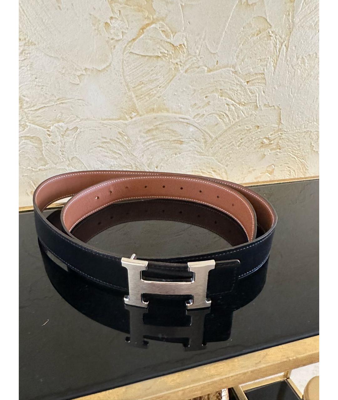 HERMES Антрацитовый кожаный ремень, фото 5