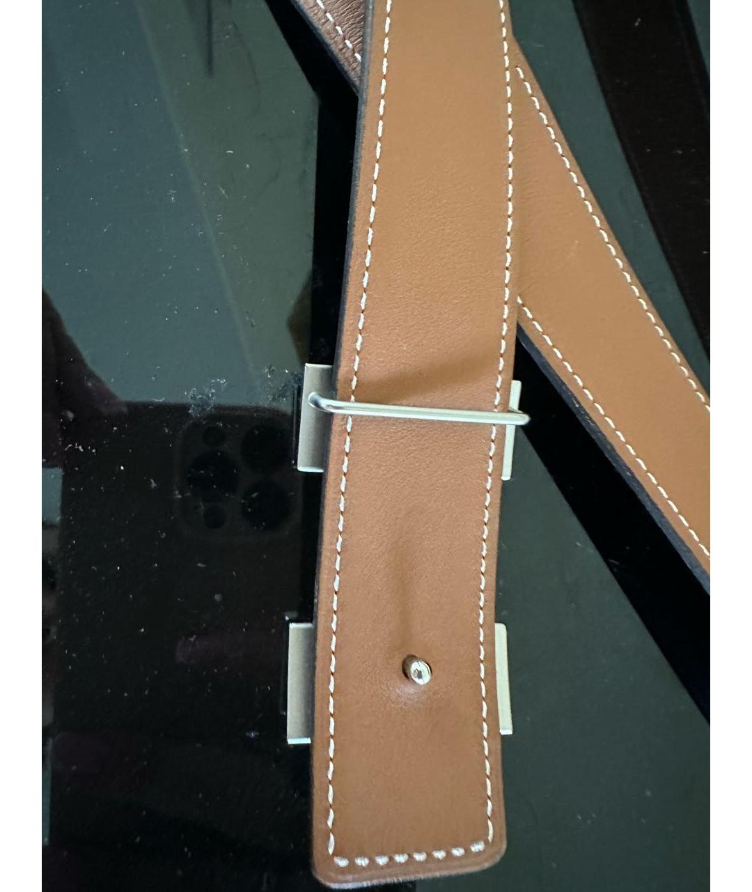 HERMES Антрацитовый кожаный ремень, фото 4