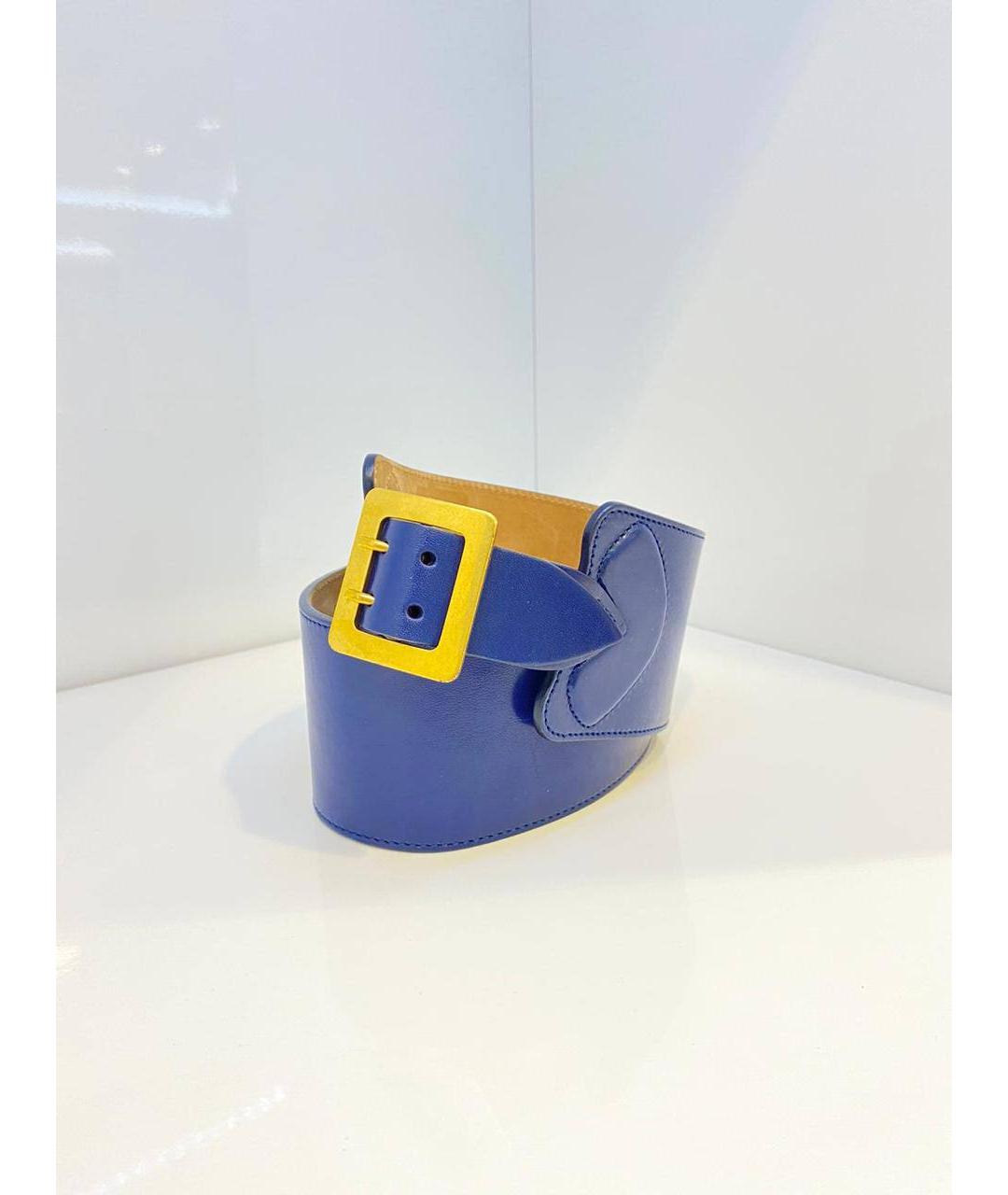 ALEXANDER MCQUEEN Синий кожаный ремень, фото 4