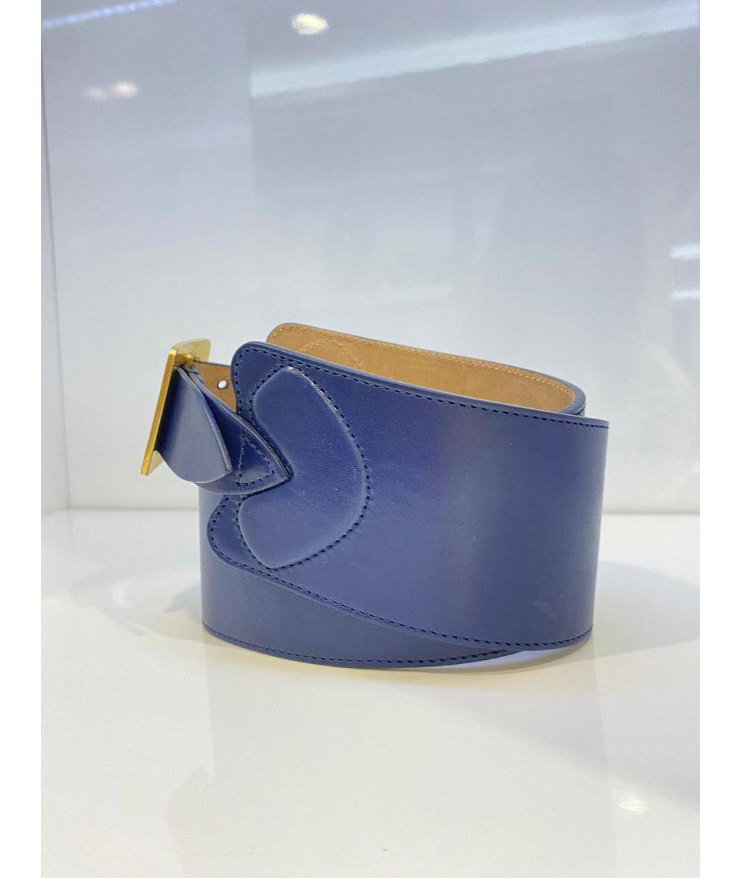 ALEXANDER MCQUEEN Синий кожаный ремень, фото 3