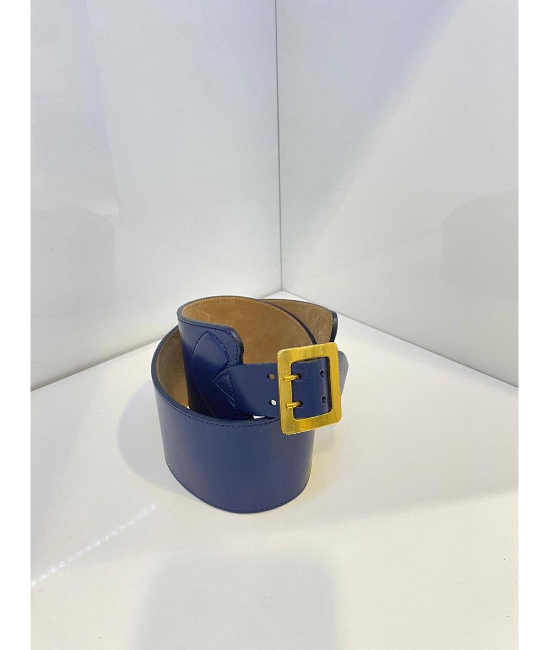 ALEXANDER MCQUEEN Синий кожаный ремень, фото 2