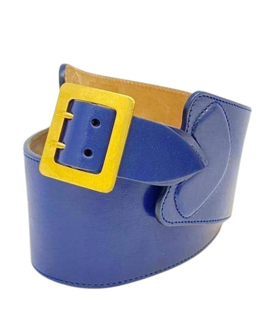 ALEXANDER MCQUEEN Синий кожаный ремень, фото 1