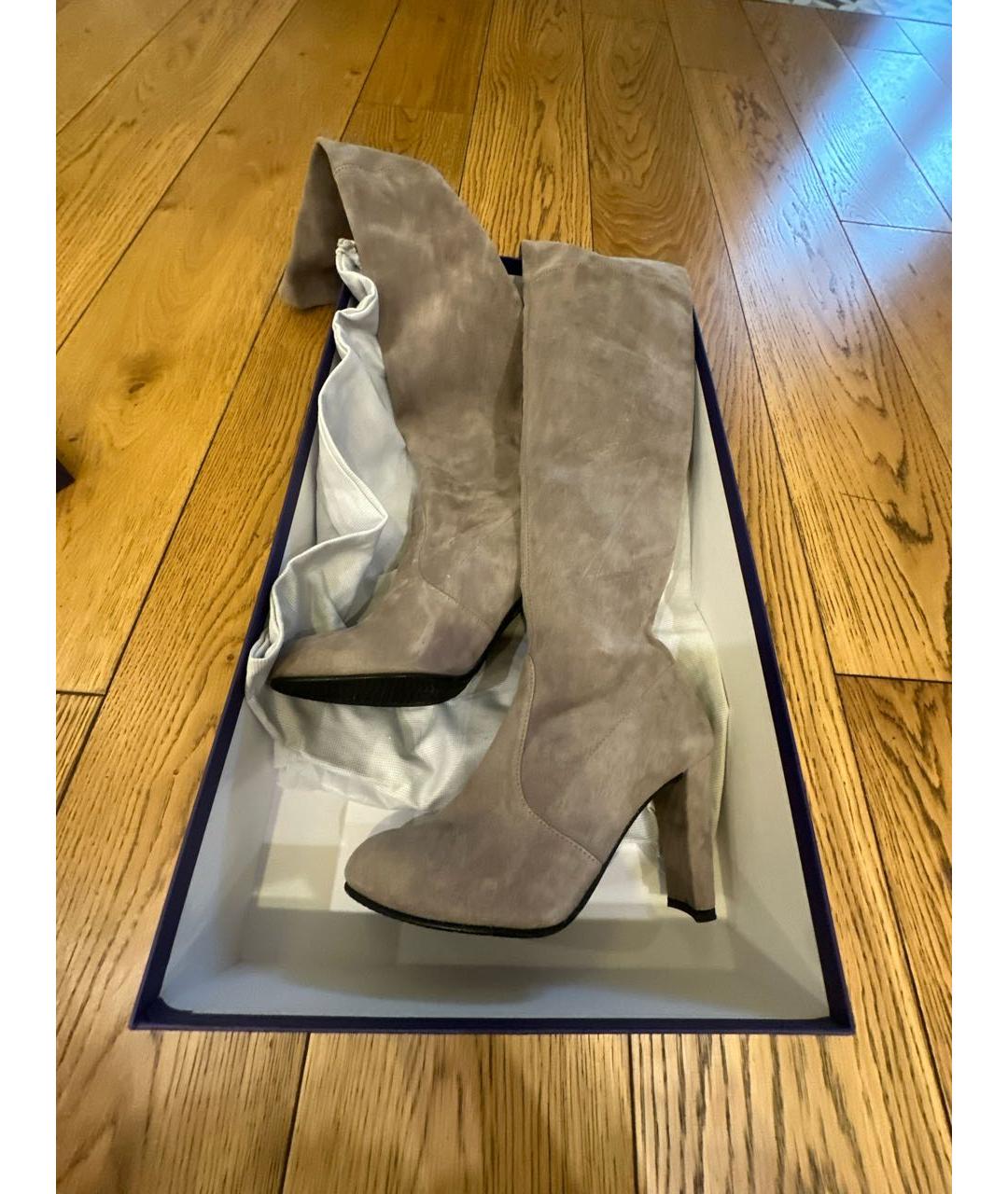 STUART WEITZMAN Серые замшевые ботфорты, фото 5