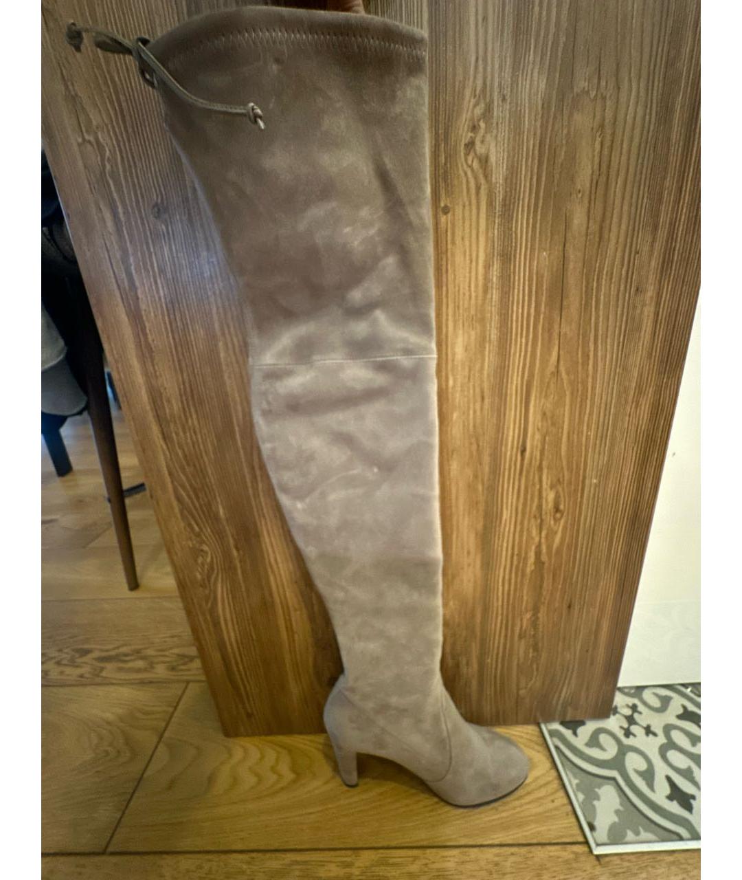 STUART WEITZMAN Серые замшевые ботфорты, фото 7