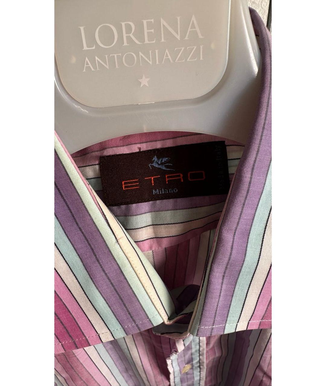 ETRO Розовая хлопковая классическая рубашка, фото 6