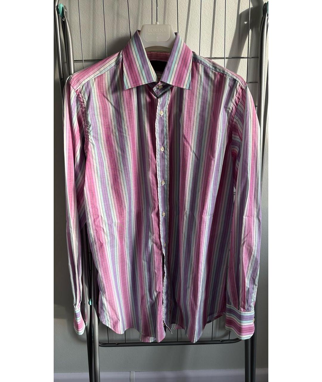 ETRO Розовая хлопковая классическая рубашка, фото 8