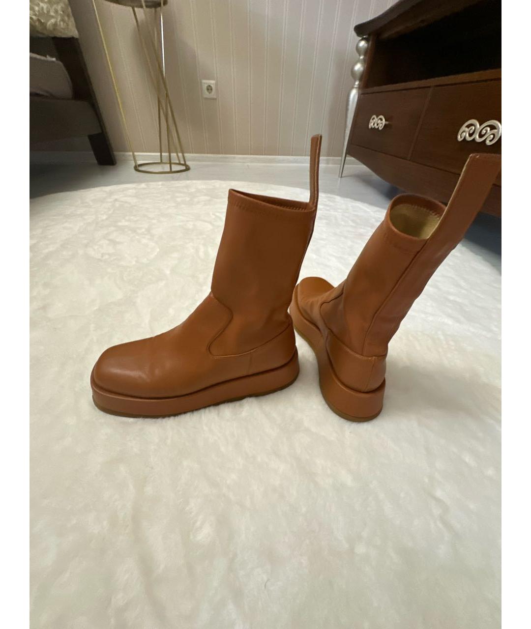 GIA COUTURE Оранжевое кожаные полусапоги, фото 7