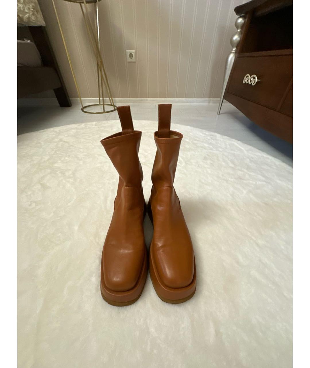 GIA COUTURE Оранжевое кожаные полусапоги, фото 3