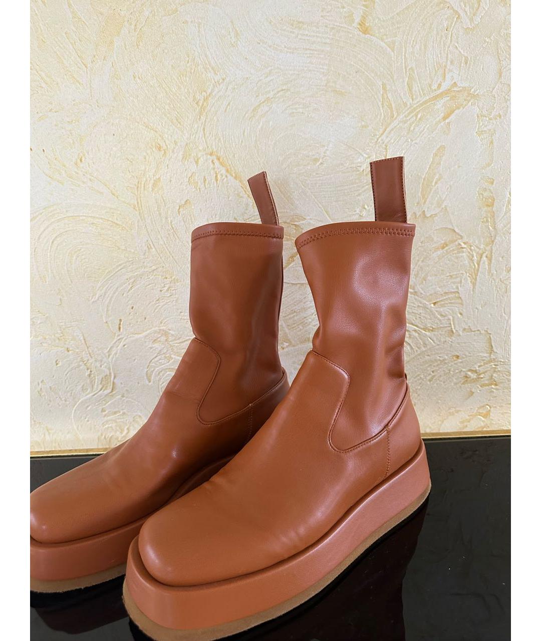 GIA COUTURE Оранжевое кожаные полусапоги, фото 4