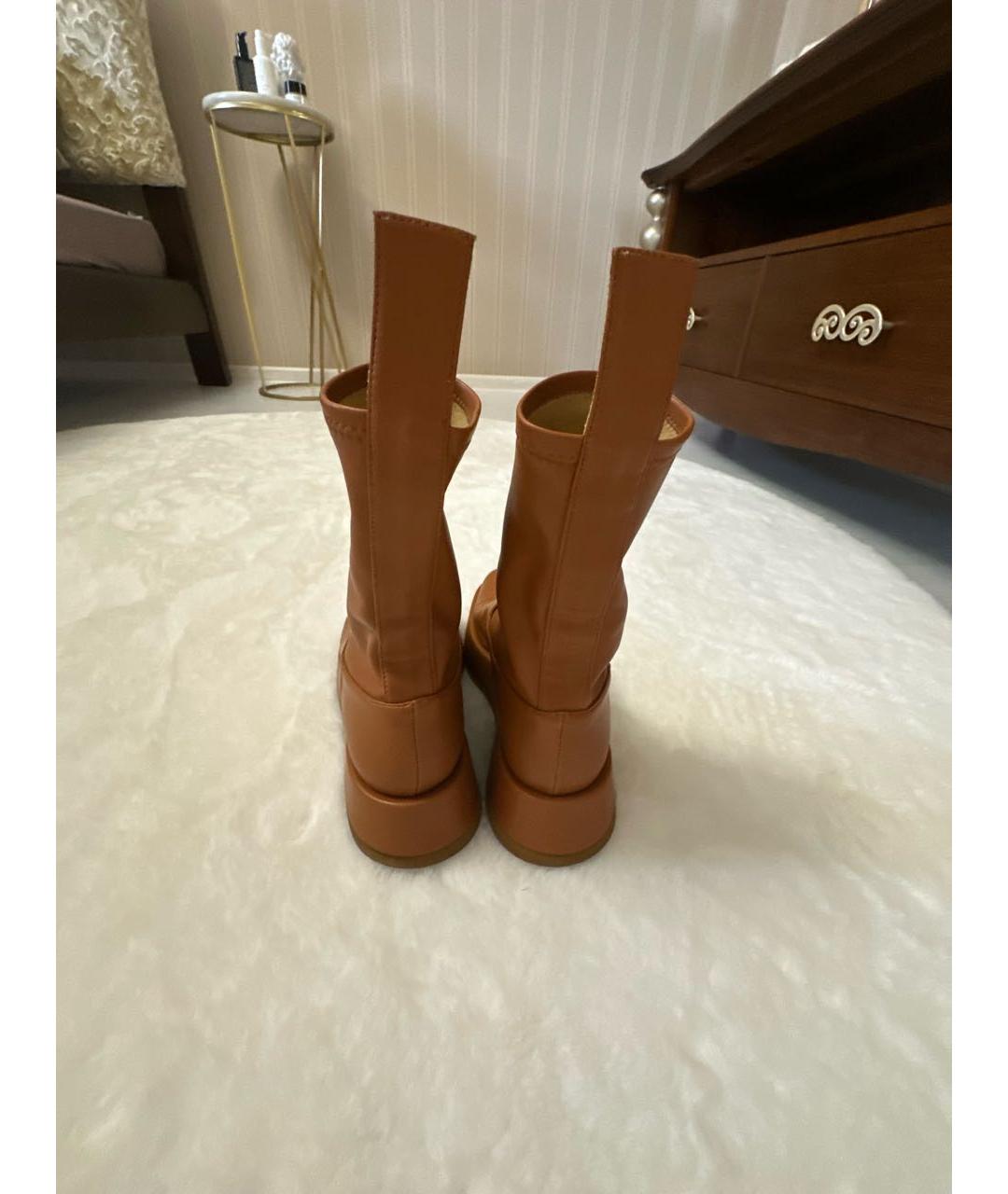 GIA COUTURE Оранжевое кожаные полусапоги, фото 5