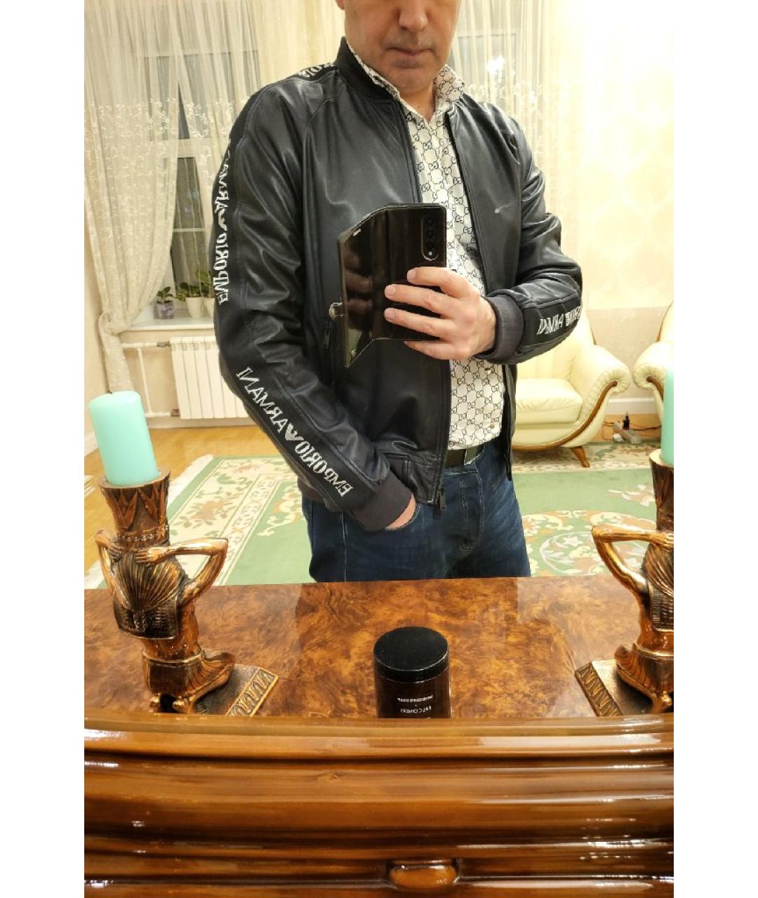 EMPORIO ARMANI Темно-синяя кожаная куртка, фото 6