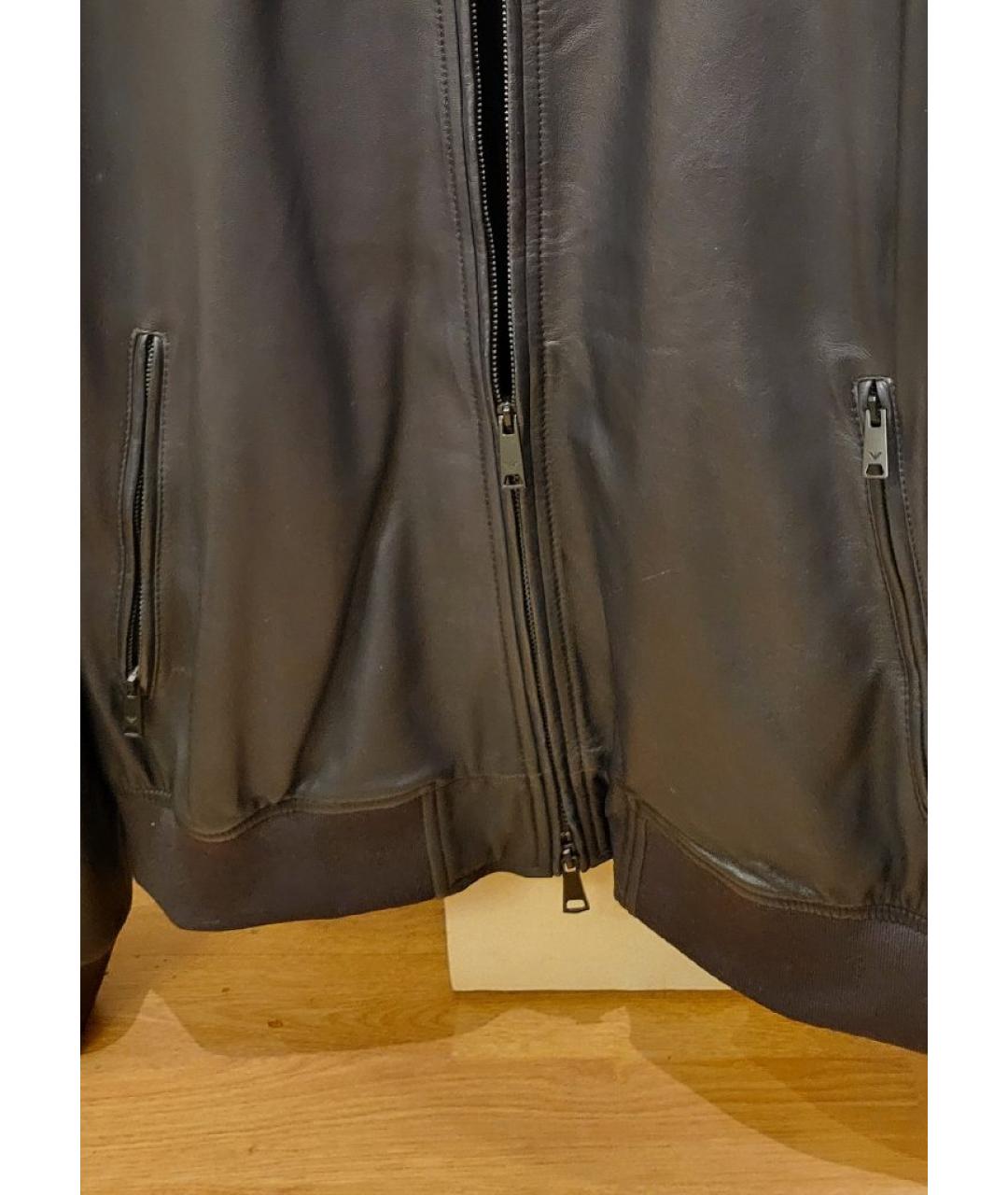 EMPORIO ARMANI Темно-синяя кожаная куртка, фото 4