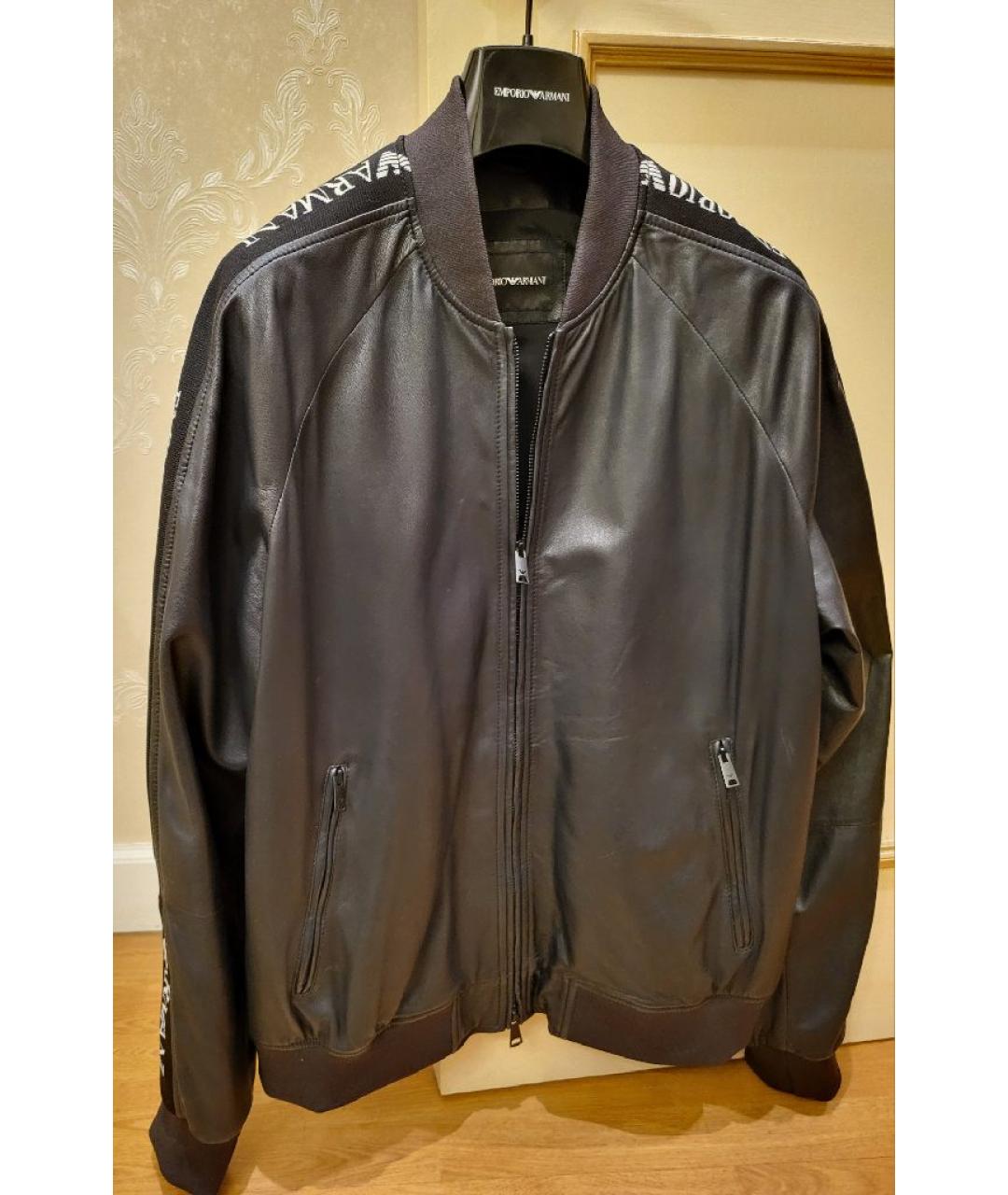 EMPORIO ARMANI Темно-синяя кожаная куртка, фото 9