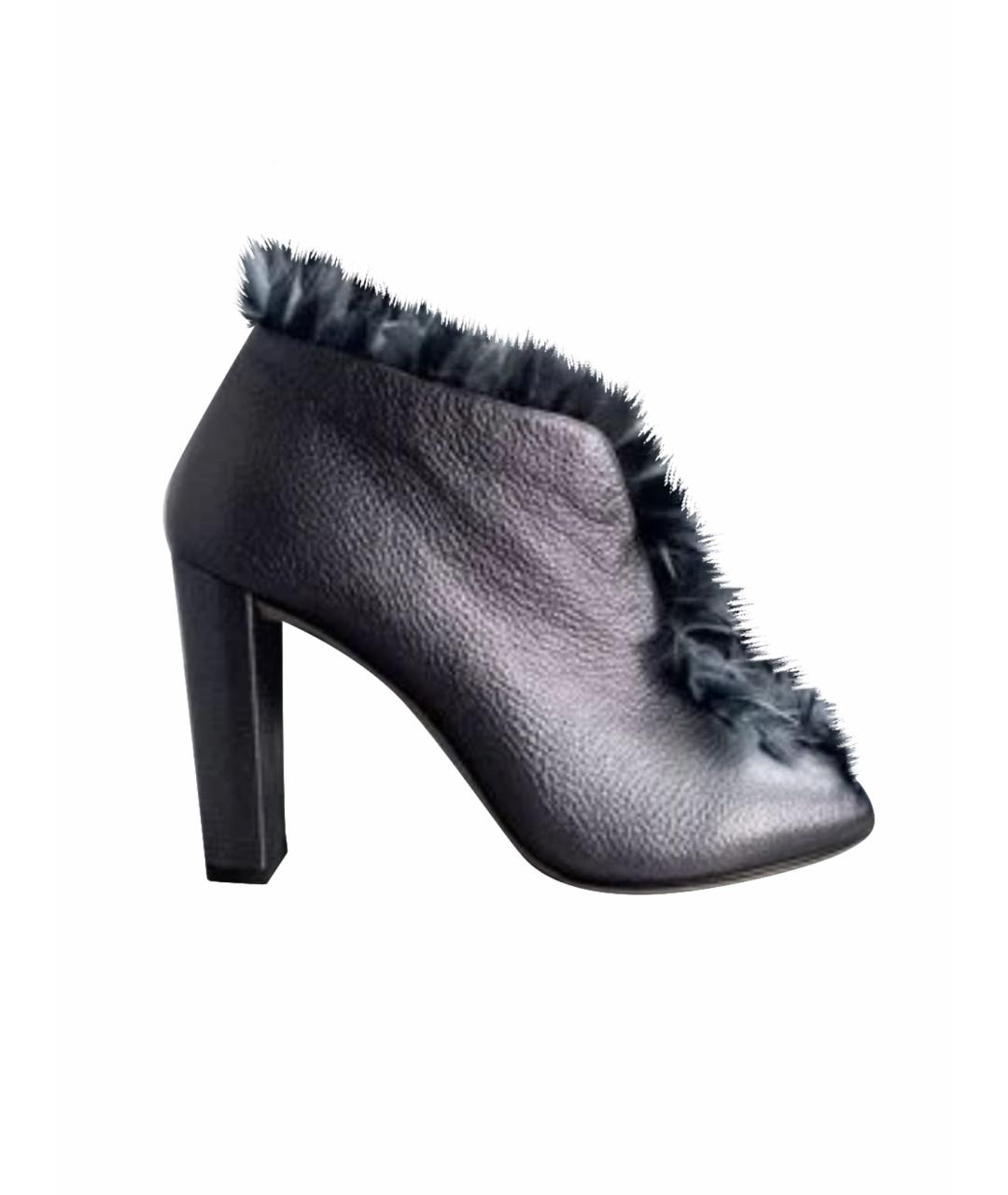 JIMMY CHOO Серебряные кожаные ботильоны, фото 1