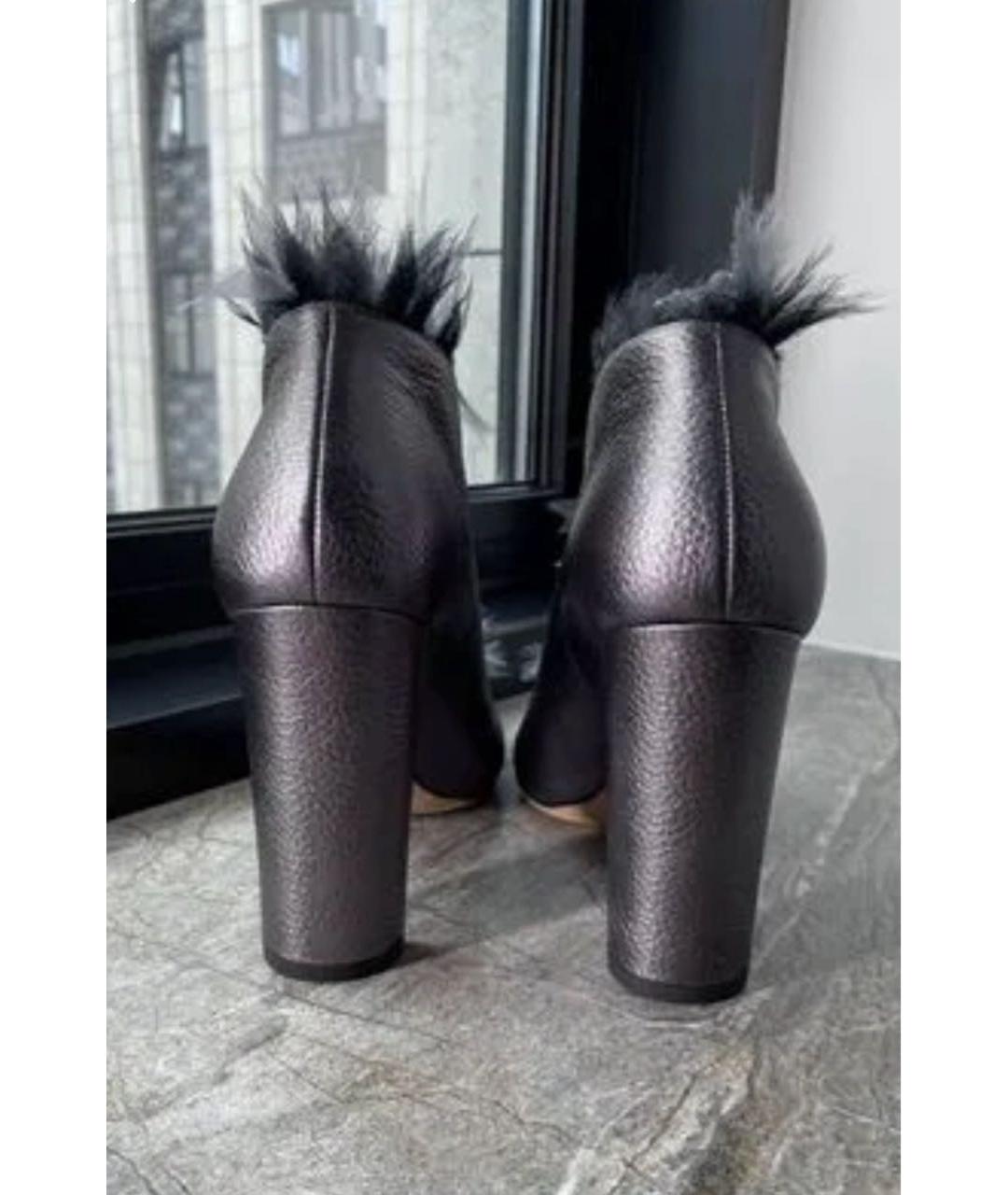 JIMMY CHOO Серебряные кожаные ботильоны, фото 4