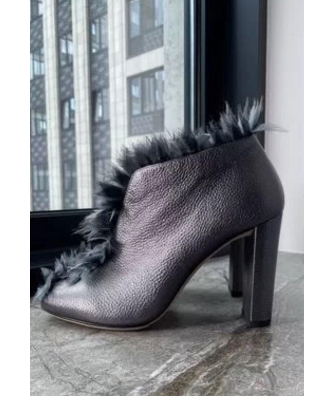 JIMMY CHOO Серебряные кожаные ботильоны, фото 6