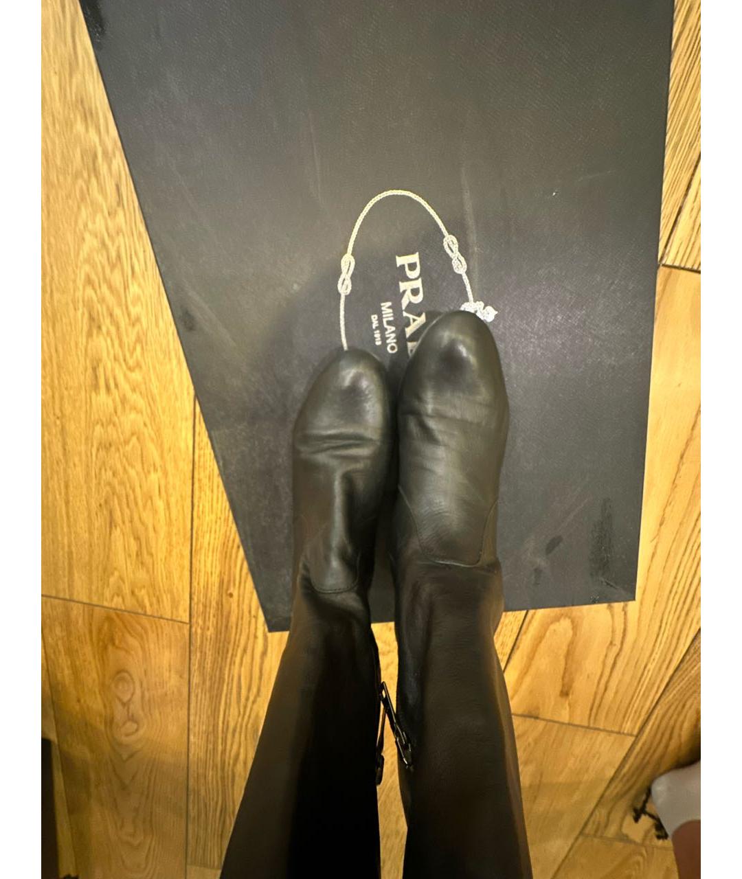 PRADA Черные кожаные сапоги, фото 3